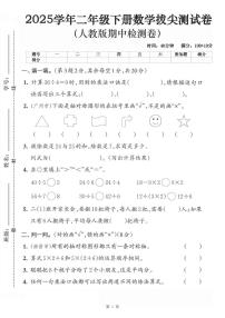 二下人教版数学【期中拔尖测试卷（含答案5页）】