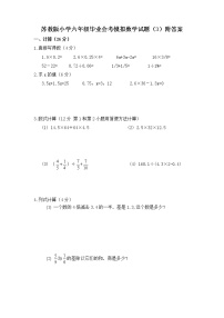 通用版数学六年级下册苏教版小学六年级毕业会考模拟数学试题（3）附答案