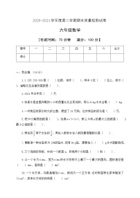 人教新课标版数学六年级下册期末教学质量检测试卷含答案