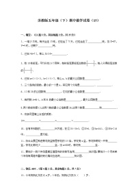 苏教版数学五年级下学期期中测试卷10（含答案）