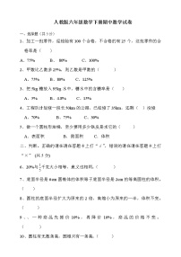 最新人教版六年级数学下册期中检测试卷 (5)