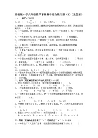 苏教版小学六年级数学下册期中综合练习题（4）（无答案）