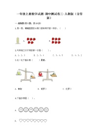 2020-2021学年一年级上册数学试题-期中测试卷三-人教版（含答案）