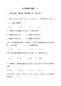 2020-2021学年小升初数学模拟试题（二） 全国通用（无答案）