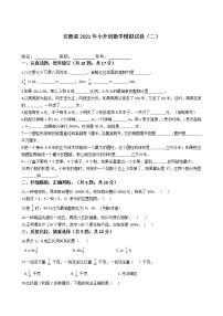 六年级下册数学试题   2021年小升初数学模拟试卷（二） 苏教版  含答案