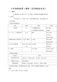 人教PEP版小升初衔接第二课时：名词知识点梳理及练习(无答案)