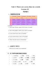 小学英语人教精通版四年级下册Lesson 23课堂检测