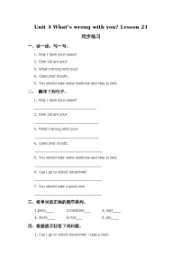 人教精通版五年级下册Lesson 21练习