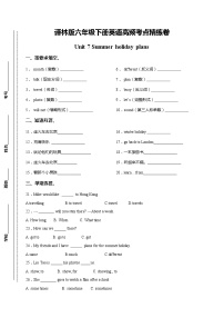 小学英语新版-牛津译林版六年级下册Unit 7 Summer holiday plans同步训练题