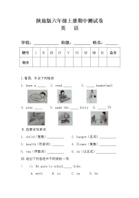 陕旅版六年级英语上册期中测试卷含答案