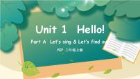 小学英语人教版 (PEP)三年级上册Unit 1 Hello! Part A精品课件ppt