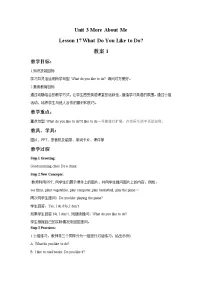 冀教版 (一年级起点)四年级下册Unit 3 More About MeLesson 17 What do you like to do?教案设计