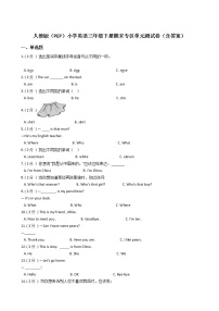 人教版（PEP）小学英语三年级下册期末专区单元测试卷（含答案）