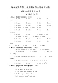 译林版六年级上册期末综合达标卷