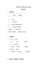 接力版四年级下册Lesson 11 Whose key is this?课时训练