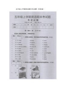 五年级上学期英语期末考试题(附答案）