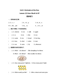 冀教版 (三年级起点)三年级下册Lesson 22 How Much Is It ?一课一练