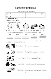 六年级英语下册期末试卷