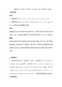 小学英语外研版 (三年级起点)五年级下册Unit 2 She visited the Tianchi Lake.教学设计及反思
