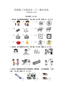 苏教版三年级英语下册期末试卷含答案
