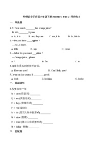 小学英语外研版 (三年级起点)六年级下册Unit 2 What do you want to eat?测试题