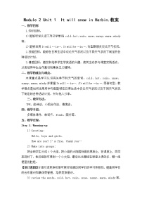 外研版 (三年级起点)六年级下册Unit 2  It will snow in Harbin教学设计及反思