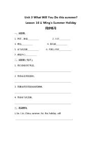 小学英语冀教版 (三年级起点)六年级下册Lesson16 Li Ming's Summer Holiday练习题