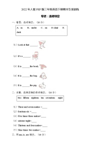 2022年人教PEP版三年级英语下册期末专项复习-选词填空题（B卷）