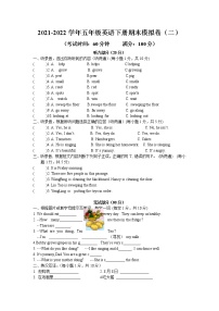 江苏省盐城市射阳县实验小学2021-2022学年译林版英语五年级下册期末模拟测试卷（二）