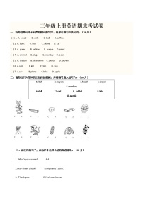 冀教版三年级上册英语期末试题+答案