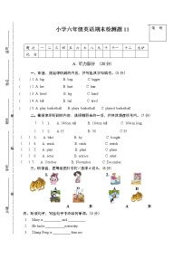 PEP人教版小学英语六年级下学期期末测试卷11