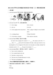 2021-2022学年山东省临沂市沂南县六年级（上）期末英语试卷