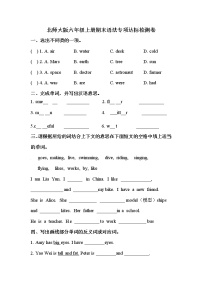 【期末语法】北师大版（三起）-六年级上册英语期末专项训练（含答案）