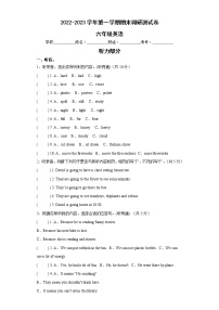 2022-2023六年级上册译林版（三起）期末测试英语卷（三）