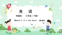 小学英语科普版三年级下册Lesson 2 It's too short评优课ppt课件