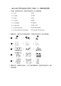 北京市大兴区2022-2023学年三年级上学期期末英语试卷