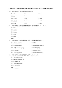 湖南省娄底市娄星区2022-2023学年三年级上学期期末英语试卷