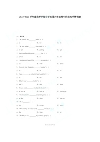 天津市河西区2022-2023学年六年级上学期期中英语阶段性学情调查试题