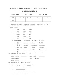 湖南省衡阳市祁东成章学校2021-2022学年六年级下学期期中英语测试卷