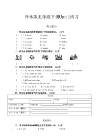 小学英语新版-牛津译林版五年级下册Unit 1 Cinderella测试题