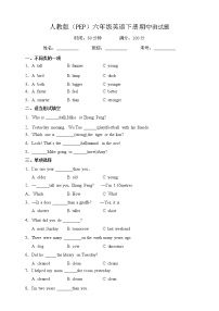 人教版(PEP)六年级英语下册期中测试题（附答案）