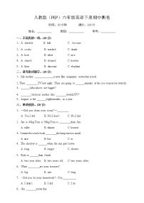 人教版(PEP)六年级英语下册期中测试题（含答案）