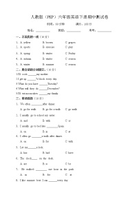 人教版(PEP)五年级英语下册期中测试卷（含答案）