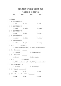 外研版三起英语三年级下册期中专题精练学案——专题04 语法（含答案）