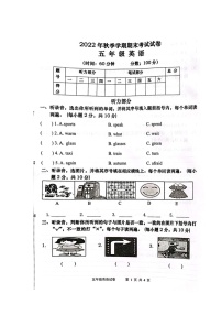 广西壮族自治区钦州市2022-2023学年五年级上学期期末英语考试试卷