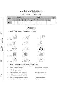 小升初考试英语模拟卷（三）译林版三起