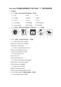 湖北省孝感市汉川市2022-2023学年六年级下学期期中英语试卷