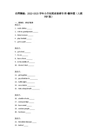 2022-2023学年小升初英语易错专项-翻译题（人教PEP版）