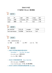 【期末复习】小学英语三年级下册单元复习精讲精练 Unit 5  人教PEP版（含答案）