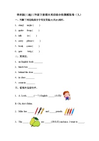 【期末复习】小学英语三年级下册 期末模拟卷（九） 译林版（三起）（含答案）